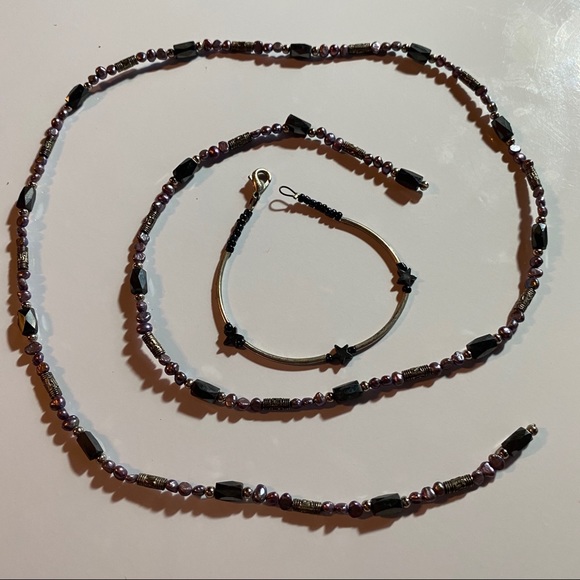 Dark Beaded Necklace & Bracelet Set - Picture 3 of 5